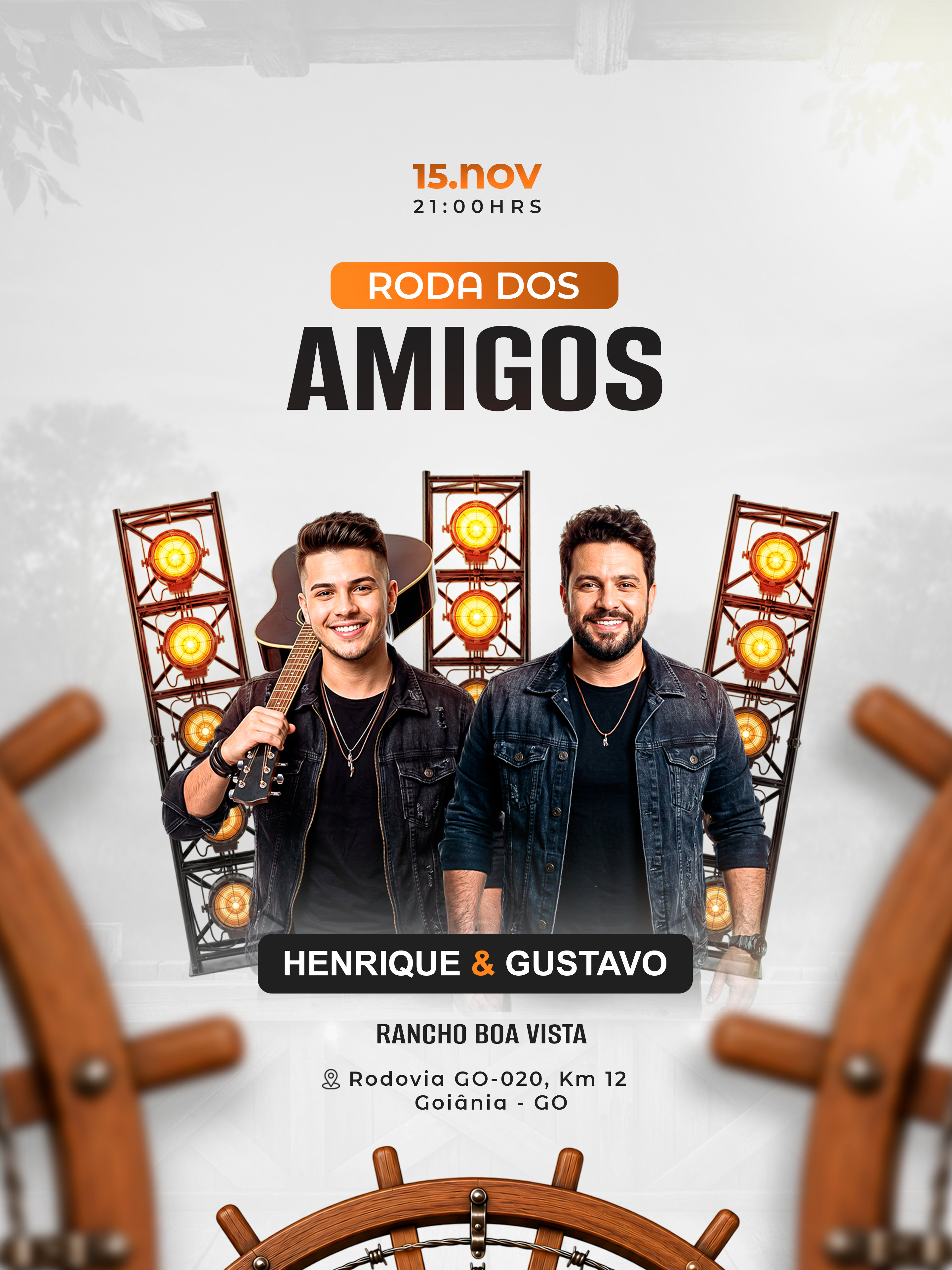 Flyer Roda dos Amigos Sertanejos - Template PSD Editável no Photoshop